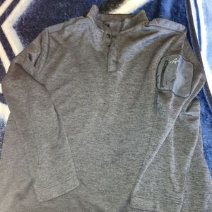 Greg Norman Black 1/4 Button Up Mock Pullover XL